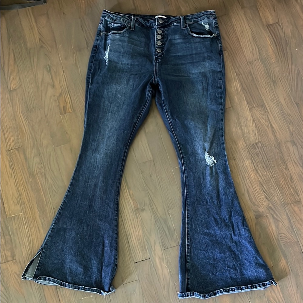 Ceros Fit & Flare High Waisted Blue Jeans Size 14